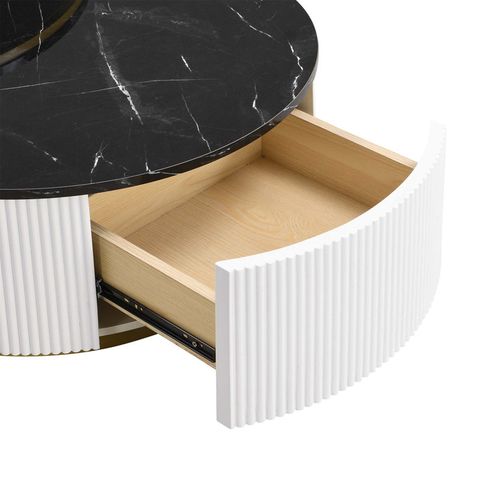 Mercer41 Modern Round Nesting Coffee Table Fluted With Drawer | Wayfair intended for A Guide to Styling Your Gewnee Modern Round Nesting Coffee Table